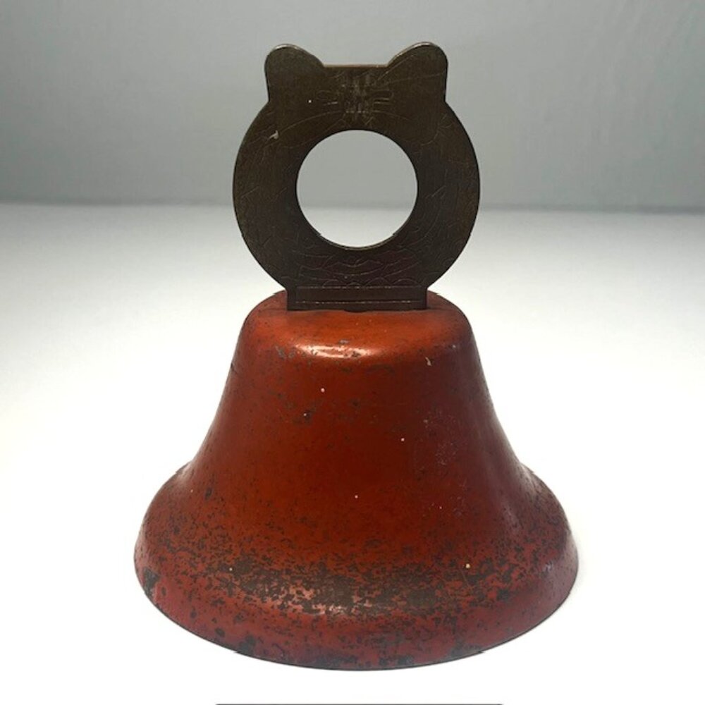 Vintage Metal Bell Wreath and Bow Handle Distressed Salvage Orange Red - Picture 2 of 5